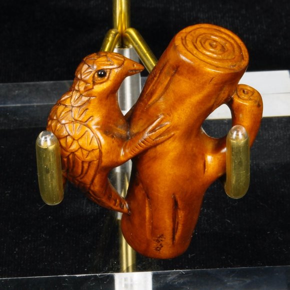 Signed Vintage Woodpecker on a Branch Boxwood 根付 Netsuke - Picture 2 of 3